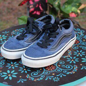 Vans Old Skool Kids Blue/Black Suede Sneakers - Size 11.5